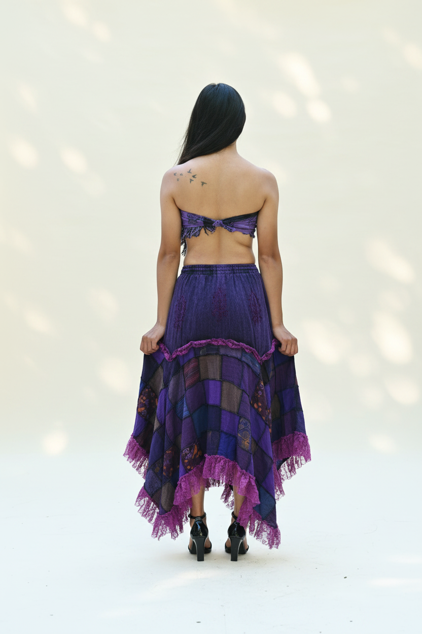 Purple Patchwork Maxi Skirt – Back View Redo